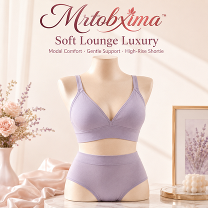 Mrtobxima™ Women’s Modal Lounge Bralette and Shortie Set, Soft Wireless Sleep Underwear, High-Rise Comfort Lingerie
