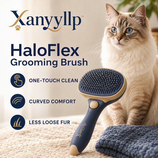 Xanyyllp™ HaloFlex Self-Cleaning Slicker Brush – Dog & Cat Grooming, Detangling & Deshedding Tool