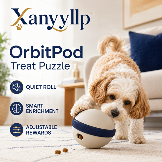 Xanyyllp™ OrbitPod Quiet-Roll Treat Puzzle – Interactive Dog Enrichment & Slow Feeding Toy