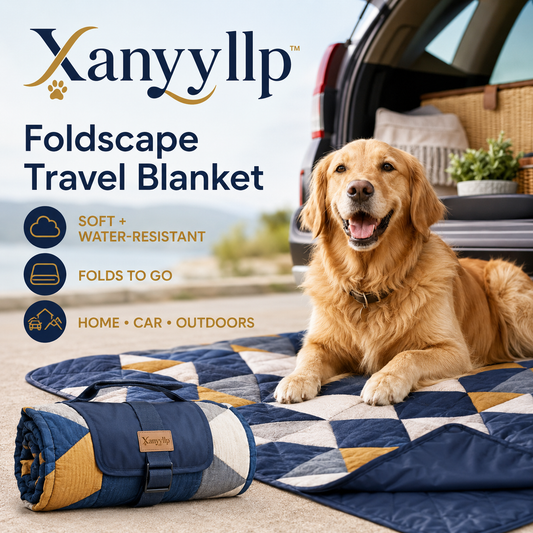 Xanyyllp™ Foldscape Reversible Pet Travel Blanket – Quilted Waterproof-Backed Dog & Cat Mat
