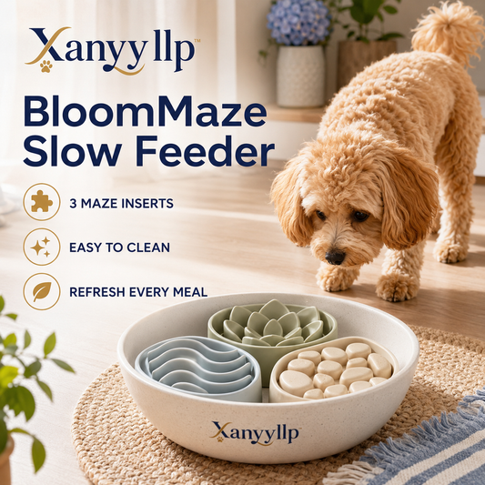 Xanyyllp™ BloomMaze Interchangeable Slow Feeder Bowl – Removable Dog Puzzle Inserts