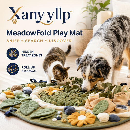 Xanyyllp™ MeadowFold Snuffle & Hideaway Play Mat – Dog & Cat Foraging Enrichment Toy