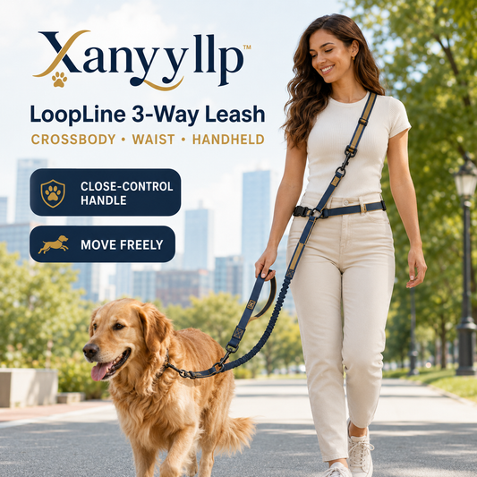 Xanyyllp™ LoopLine 3-Way Hands-Free Dog Leash – Adjustable Crossbody, Waist & Handheld Lead